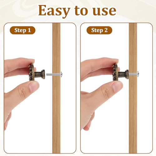 JJUNW 8 Pack Antique Brass Drawer Knobs, Vintage Dresser Drawers Knobs, Solid Round Cabinet Knobs, Single Hole Cabinet Hardware for Refinished Furniture, Diameter 1.18in