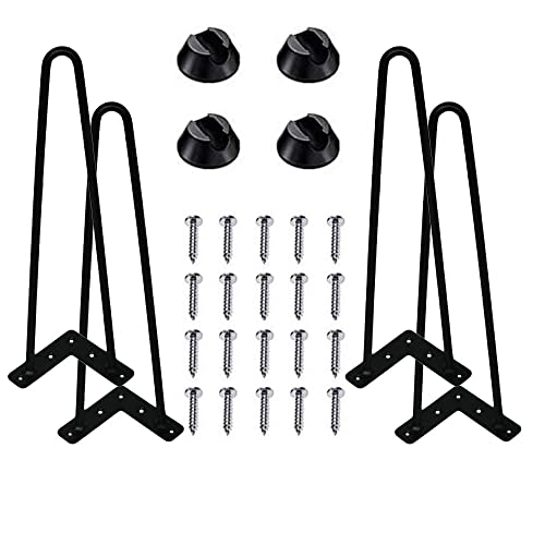 Heavy Duty Hairpin Legs 20'' Set of 4,DIY Metal Furniture Legs for Sofa/Cabinet/Nightstand etc | Diameter 3/8'' | with Screws and 4pcs Bonus Rubber Floor Protectors (20''), (M249)