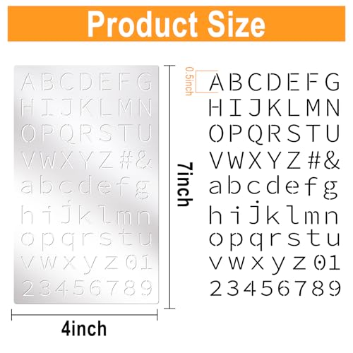 2Pcs Letter Stencils Small Metal Number Alphabet Bullet Journaling Stencils for DIY Art Crafts Reusable Wood Burning Engraving Templates Set for Painting On Sign Wood Metal Walls Fabric Rocks - color: Ae-silver
