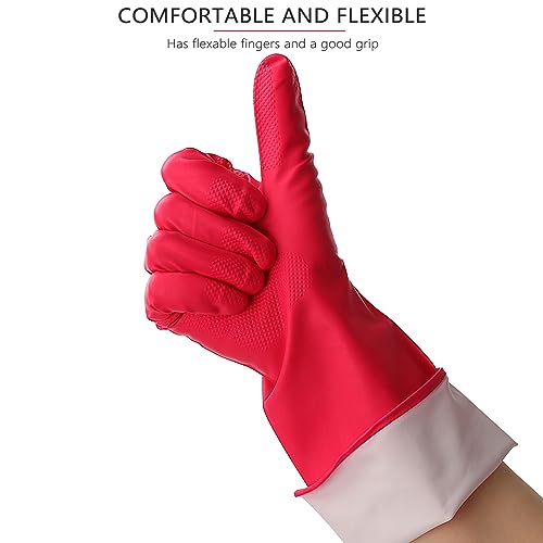 Latex Free Nitrile Cleaning Gloves, Small, 3 Pairs - color: Orange+pink+red, size: Small