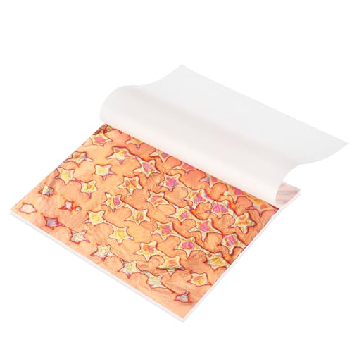 MECCANIXITY 5 Sheet Gold Leaf Sheets, 5.5"x5.5" Imitation Gold Foil Sheets Variegated Booklet Paper for Crafts, Picture Frames, Nails and DIY Arts Decoration,Bronze Five-Pointed Star - color: Bronze Five-Pointed Star