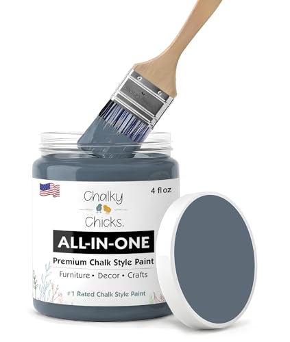 Chalky Chicks Steel 4 Fl Oz Chalk Paint for Furniture All in One - color: Blue Steel (Blue Gray), size: 4 Fl Oz (Pack of 1)