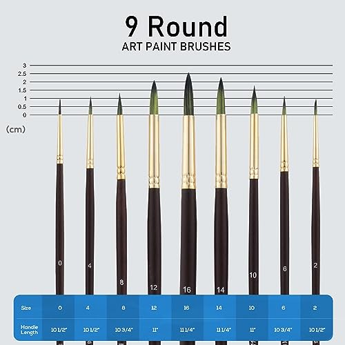Falling in Art 9 PCS Long Handle Round Paint Brushes Set - style: Round