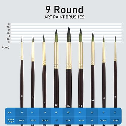 Falling in Art 9 PCS Long Handle Round Paint Brushes Set - style: Round