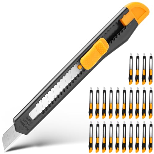 24 Pack Box Cutter Retractable, 9mm Razor Knife, Utility Knife - color: 24-orange