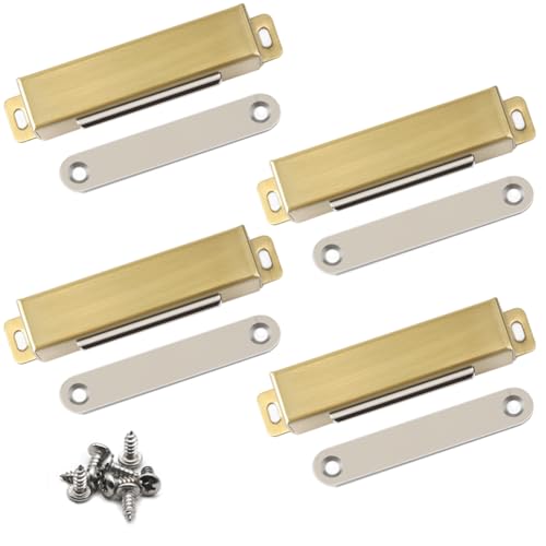 70 lbs Magnetic Door Catch, Heavy Duty Latch for Cabinets Shutter Closet Furniture Door, Stainless Steel Cabinet Catch (Gold, 4) - color: Gold, size: 4