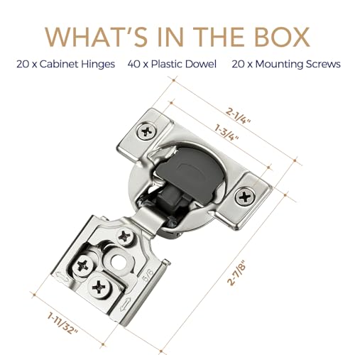 Soft Close Hinges for Kitchen Cabinet Hinges, 5/8 Inch Overlay, 20 Pack - size: 5/8 inch Overlay