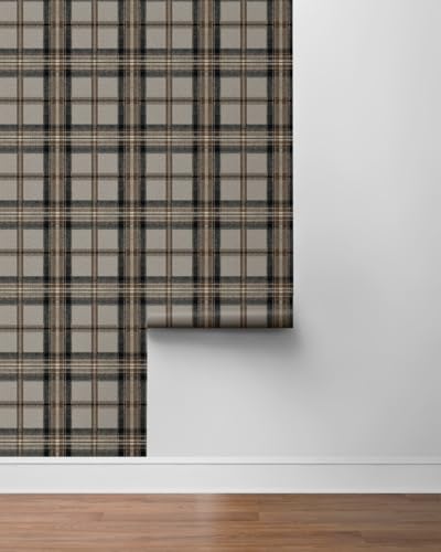NextWall Harry & Grace Herringbone Plaid Premium Matte Non-Woven Peel and Stick Wallpaper (Cliffside) - color: Cliffside