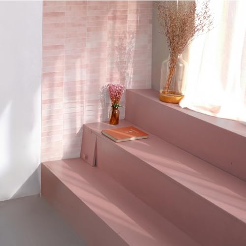 Smart Tiles Peel and Stick backsplash, Stacked Powder Pink, 11.43"x9" - color: Powder Pink