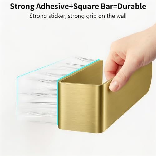 Bethom 2 Pack Gold Hand Towel Holder, 8 Inch Square Adhesive for Kitchen - color: Gold, size: 8 Inch(2 Pack)