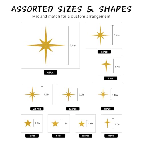 120 Pcs Glitter Gold Star Wall Decals - style: Glitter Gold Star