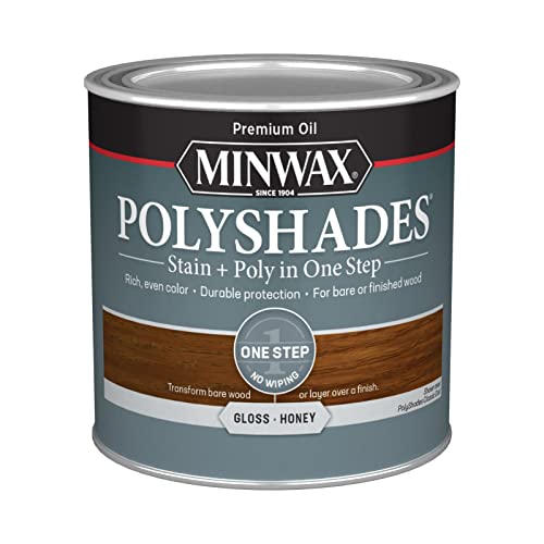 Minwax PolyShades, Gloss, Honey, 1/2 Pint - color: Honey, size: 0.25 Quart, style: Gloss