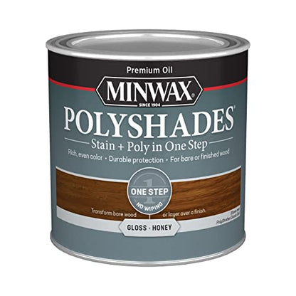 Minwax PolyShades, Gloss, Honey, 1/2 Pint - color: Honey, size: 0.25 Quart, style: Gloss