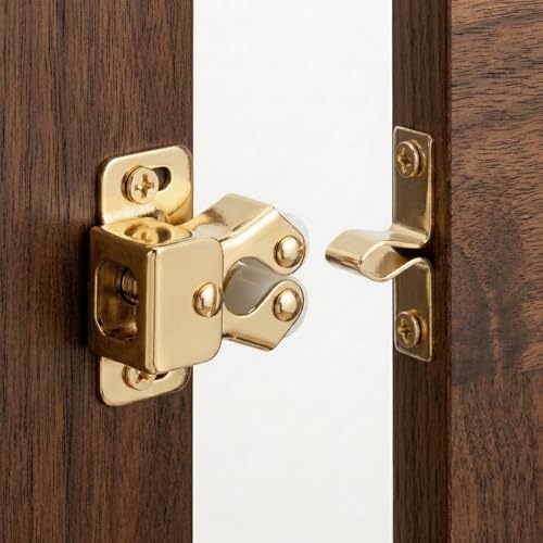 6 Pack Cabinet Latch, Cabinet Door Latch, Double Roller Catch for Cupboard Closet Door (Gold) - color: Gold