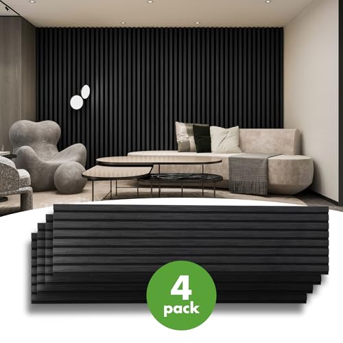 Art3d 12" x 93" Acoustic Wood Slat Wall Panel, 4pcs, 31 sq.ft, Grey Oak - color: Grey Oak, size: 12" x 93"