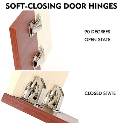 4 Pack Soft Close Damping Hinges, 90 Degree Concealed Cabinet Hinges with Slotless Design, Easy to Install for Cupboards, Drawers, Windows and Cabinet Doors