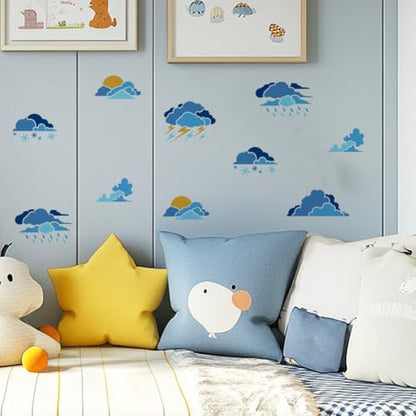 Cloud Lightning Stencil, Rain Reusable Painting Template - style: Clouds