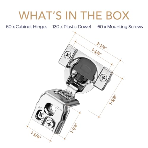 Soft Close Hinges for Kitchen Cabinet Hinges, 1-1/2 Inch Overlay, 60 Pack - size: 1-1/2 inch Overlay
