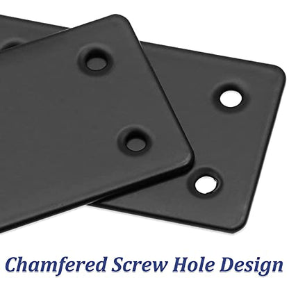 Bonsicoky 8Pcs Flat Straight Brace Brackets, 2.4 x 1.5 / 60 x 38mm - size: 2.4" x 1.5" - 8 PCS, style: Black