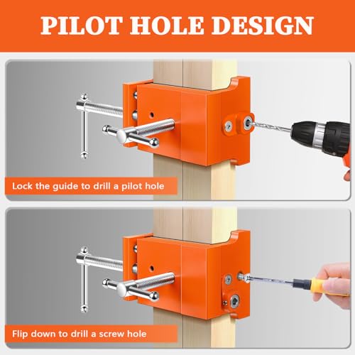 Cabinet Clamps, Professional Wood Joinery Alignment Tool, Adjustable Panel Clamping System for Cabinet Building, 4-Point Positioning Clamps, 2 Pack, Orange