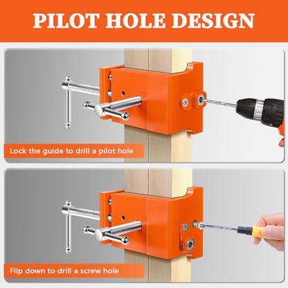 Cabinet Clamps, Professional Wood Joinery Alignment Tool, Adjustable Panel Clamping System for Cabinet Building, 4-Point Positioning Clamps, 2 Pack, Orange