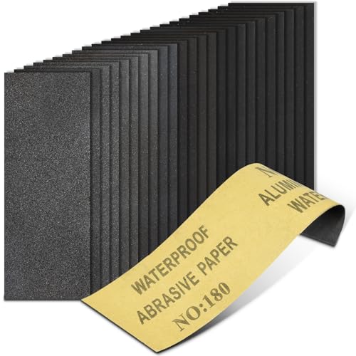 20PCS Sand Paper 180 Grit Sandpaper Sheets, 9 x 3.6 Inch Wet Dry Sandpaper Sheets, Sand Paper for Metal, Wood Furniture, Automotive and Crafts - color: G-180 Grit 20pcs
