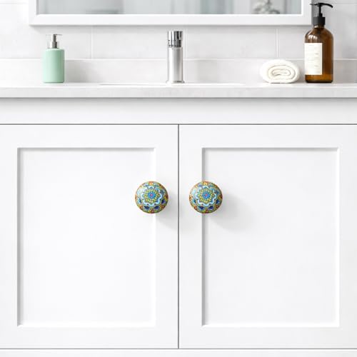HUAMULAN Ceramic Knobs Boho Cabinet Pulls Drawer Door Handles 15 Pack - color: MZ936-6-15PCS