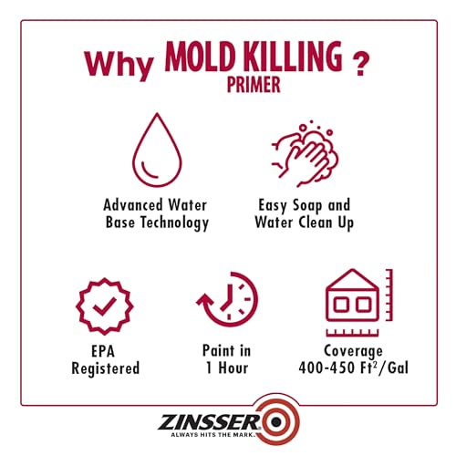 Zinsser 276049-2PK Mold Killing Primer, Gallon, White, 2 Pack - size: 128 Fl Oz (Pack of 2)