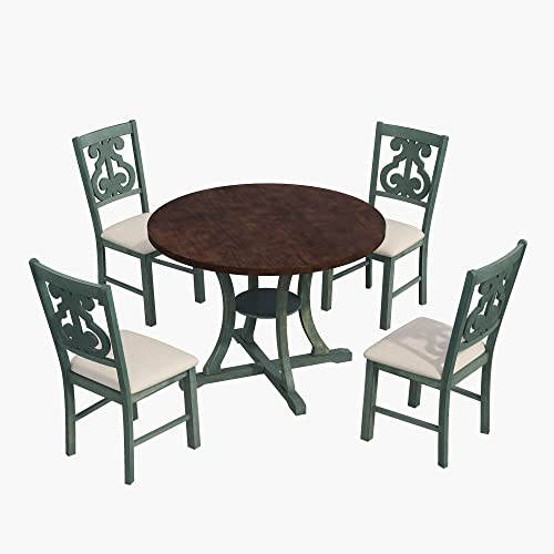 Set of 4 Upholstered Dining Chairs with Hollow-Out Back, Dark Brown - color: Dark Brown,viridian