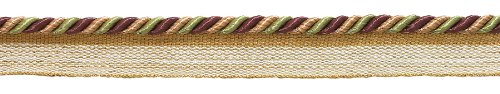 DÉCOPRO 3/16" (0.5cm) Small Shiny Twisted Rope Cord with Lip | Cord Trim # 0316BL, Rose Olive Green #7346 (Olive Green, Sage Green, Rose Pink) 12 Yard Value Pack (36 ft/11m) - color: Rose Olive Green #7346 (Olive Green, Sage Green, Rose Pink)