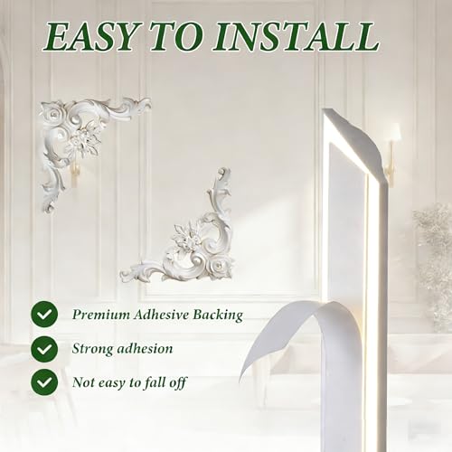 3 Set Peel and Stick Wall Molding Kit (12 Frames & 4 Corner Flowers)
