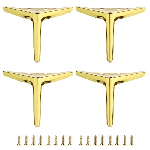 6 inch /15cm Shiny Gold Metal Furniture Legs Set of 4 - color: Shiny Gold, size: 6 inch