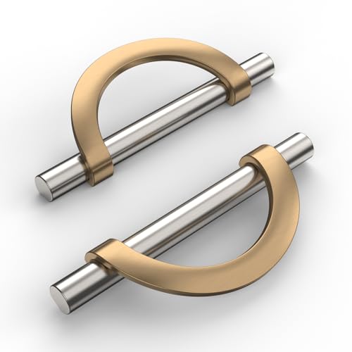 Amerdeco 10 Pack Brushed Satin Nickel and Champagne Bronze Cabinet Pulls 3.75 Inch(96MM) Hole Centers Kitchen Cabinet Handles Cabinet Hardware Cupboard Handles Drawer Pulls… - color: Champagne Gold Brushed Satin Nickel, size: 3.75"/96MM Hole Center, style