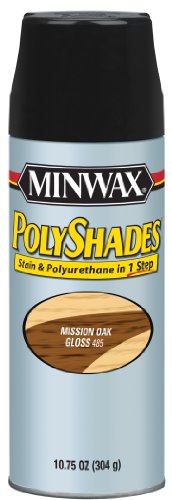 Minwax 3148500000 Polyshades - Stain & Polyurethane in 1 Step, 10.75 ounce Spray, Mission oak, Gloss - color: Mission Oak, style: Gloss