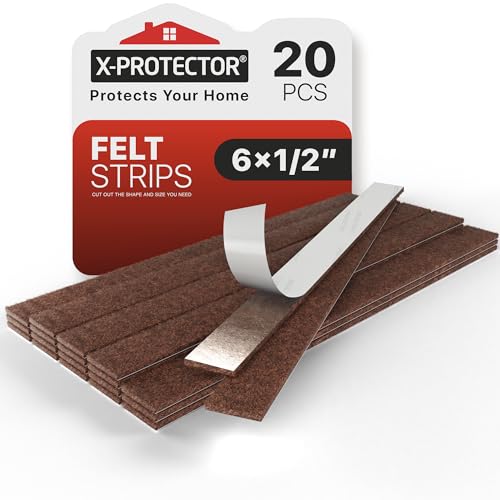 X-Protector Felt Furniture Pads - 20 PCS 6 x 1/2" - Premium Felt Strips - size: 6 x 1/2" 20 Strips