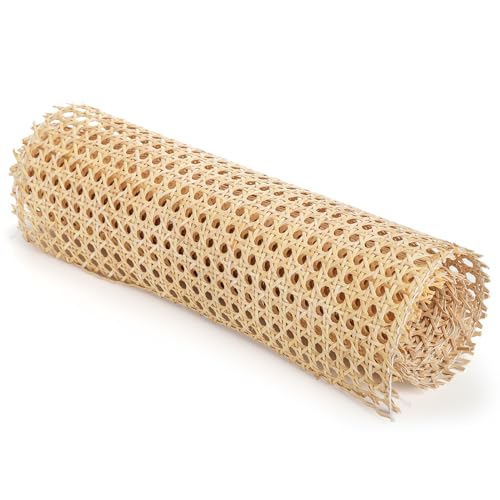 Yarlung 14 Inch x 3.3 Feet Cane Webbing, Natural Rattan Webbing Roll for Caning Material Projects, Woven Open Mesh Cane Sheet for Chair, Cabinet, Furniture, DIY Crafts