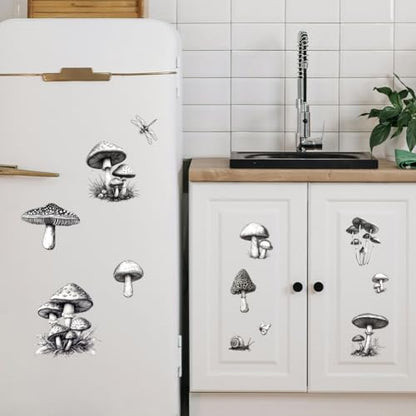 Peacoblue Vintage Mushrooms Rub On Transfers for Furniture Craft 6"x12" - style: Vintage Black and White Mushrooms