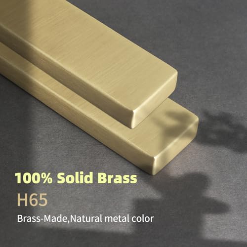 Goo-Ki 6 Pack Pure Brass Made Luxurious Cabinet Pulls,Matte,7-9/16 Inches Center to Center,Brushed Brass - color: Pure Brass, size: 7 9/16" Center to Center