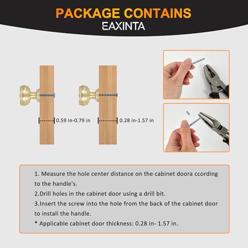 10 Pack Brushed Gold Cabinet Knobs, 1-1/4 Inch Zinc Alloy knob - color: Brushed Gold