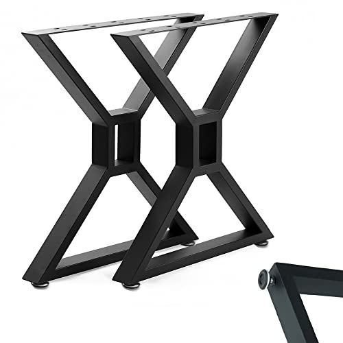 Metal Table Legs - Heavy Duty Desk & Furniture Legs, Modern Industrial Set of 2 (28" Height, 23.6" Wide) - color: Black,clear, size: 28" H x 23.6" W