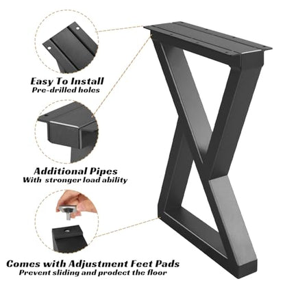 20 Inch Metal Coffee Table Legs for Desk, Benchs, Dining End & Side Table Legs - Heavy Duty- Thickened Material (H20” x W13”, Z Shape) - size: 20 '' Z Shape