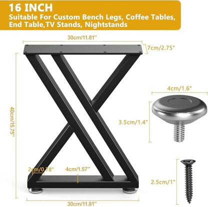 16" Metal Coffee Table Legs, Y-Type Set of 2, 40 cm H x 30 cm W - size: 16" Y-Type (Standard)
