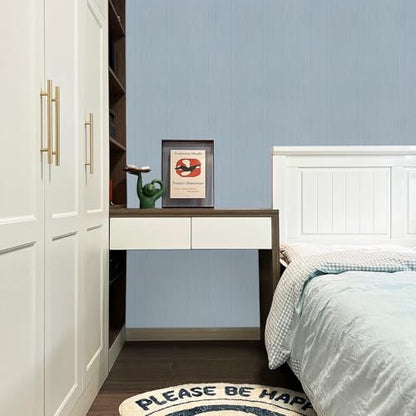Blue Grasscloth Peel and Stick Wallpaper A Set of 23.6" X 480" Self-Adhesive Texture Contact Paper Faux Grasscloth Removable Wallpaper for Cabinets Counter Top Shelf Liners - color: Blue, size: 23.6" x 480"