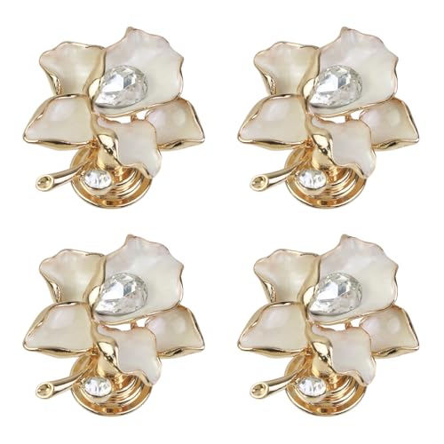 Geesatis Vintage Crystal Flower Knobs 4Pcs, White Cabinet Drawer - style: I-White