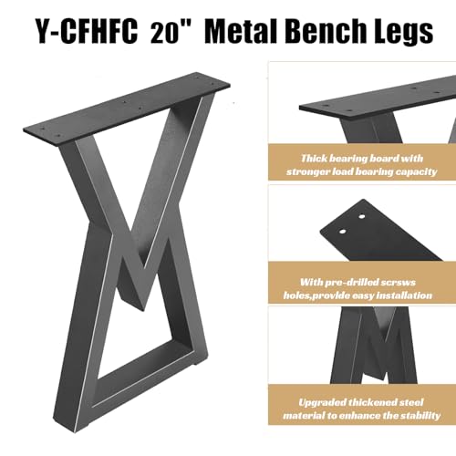 20 Inch Metal Coffee Table Legs, Diamond Shape End & Side Table Feets Heavy Duty Desk Feets, Black Iron DIY Furniture Bench Legs Set of 2 ﻿ - size: 20 '' V Shape