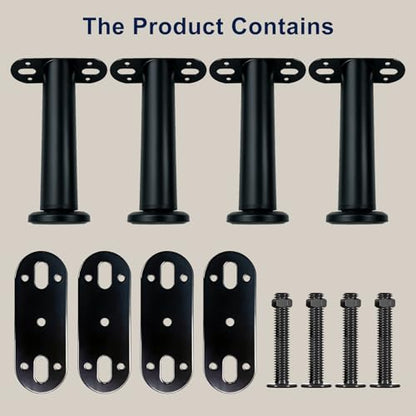 Adjustable Height Bed Support Legs,4PCS,7.3-12in, Heavy Duty Metal Center Bed Frame Support with Rubber Non-Slip Base, Furniture Feet Replacement for Sofa, Table, Cabinet, Dresser (7.3IN-12IN)