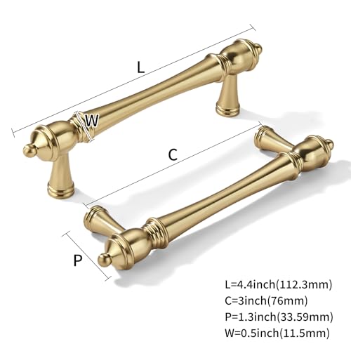 khtumeware 2 Pack 3 inch(76mm) Hole Center Champagne Bronze Cabinet Pulls Heavy-Duty Solid Warm Brass Cabinet Hardware Drawer Pulls Hardware Suitable for Kitchens bathrooms and Dressing Tables - color: Champagne Bronze, size: 3inch(76mm) hole center