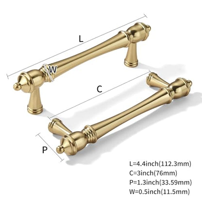 khtumeware 2 Pack 3 inch(76mm) Hole Center Champagne Bronze Cabinet Pulls Heavy-Duty Solid Warm Brass Cabinet Hardware Drawer Pulls Hardware Suitable for Kitchens bathrooms and Dressing Tables - color: Champagne Bronze, size: 3inch(76mm) hole center