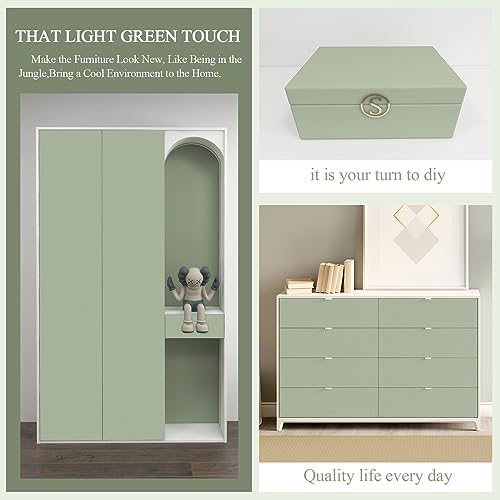 Sage Green Wallpaper Stick and Peel Green Contact Paper Removable Wallpaper - color: Sage Green, size: 17.7" x 590.5"