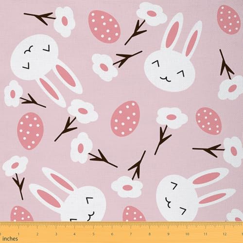 Feelyou Cartoon Rabbits Easter Fabric by The Yard 1 Yard Soft - color: Multi 003, size: 1 Yard
